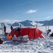 The Frozen Five and their two red Keron GTs in the sun in Greenland.