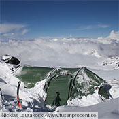 A Nammatj GT buried in snow at 4,100 meters on Mt Elbrus.