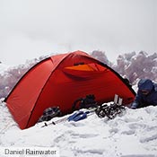 An Unna with gear in the snow on Mt. Rainier.