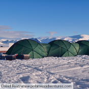 Three Atlas tents linked with the optional connector, shown here on Baffin Island in Canada.