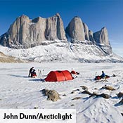 Keron on snow in the Baffin Fjords, Canada